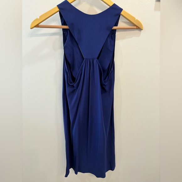 Liquid New York Blue Silk Racer Back Mini Dress Sz 4 - Picture 2 of 6
